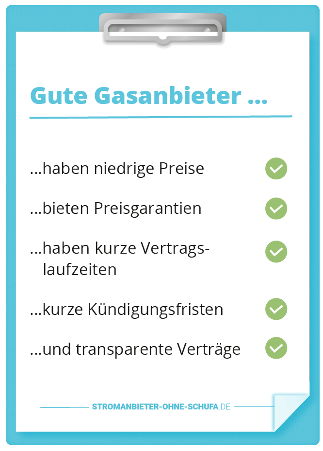 Bester Gasanbieter ohne Bonitätsprüfung
