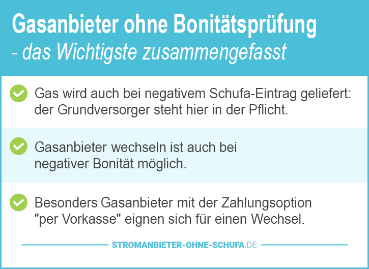 Gasanbieter ohne Bonitätsprüfung