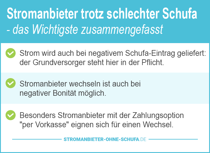 Strom trotz schlechter Schufa