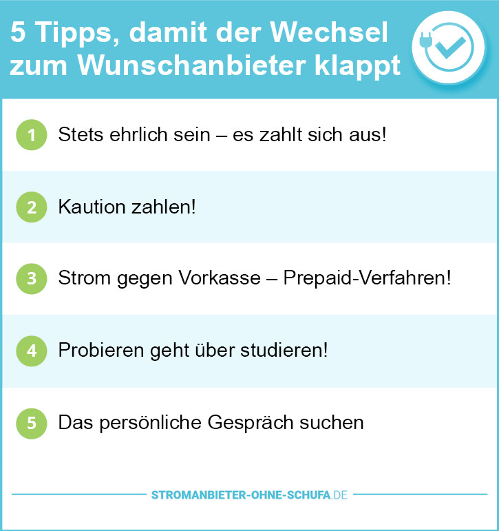 Stromanbieter mit Prämie trotz negativer Schufa