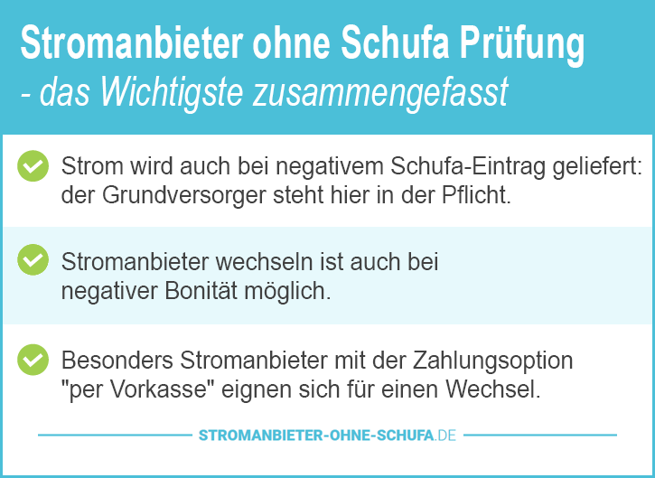 Strom ohne Schufa Prüfung finden
